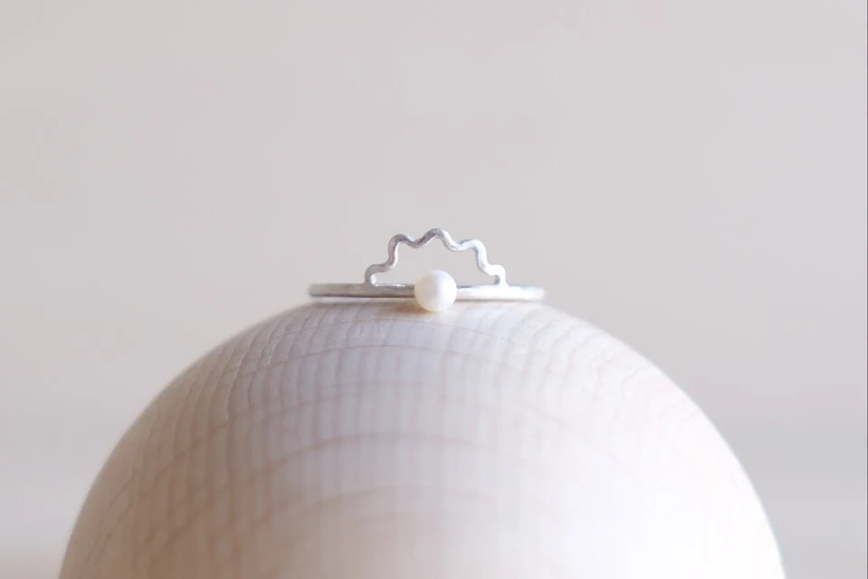 Flower pearl silver ring — 写真1