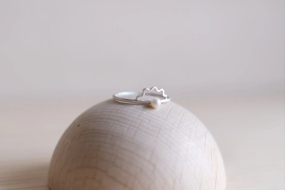 Flower pearl silver ring — 写真2