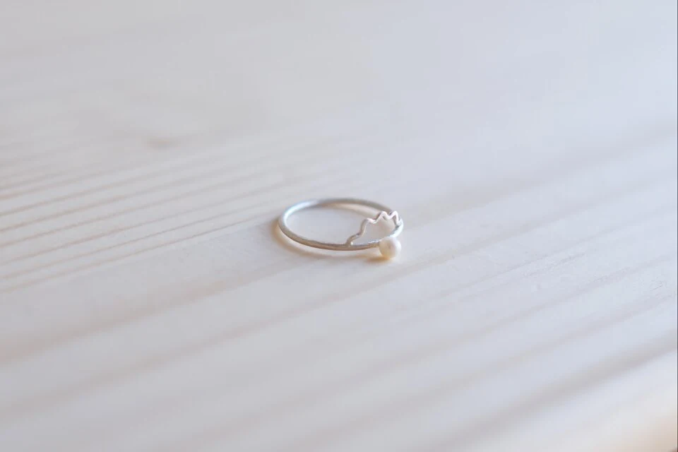 Flower pearl silver ring — 写真3