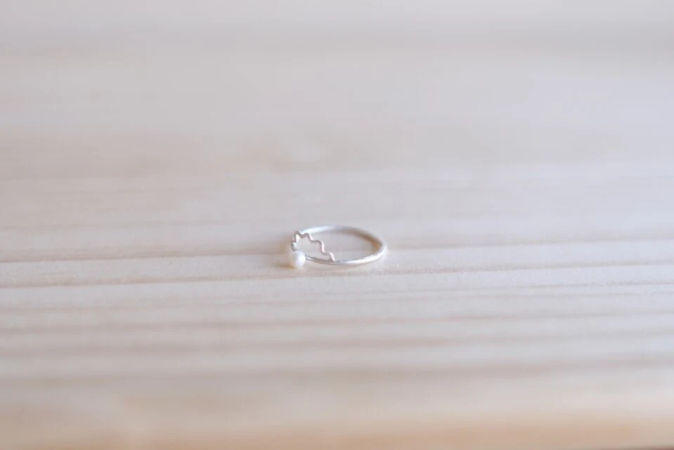 Flower pearl silver ring — 写真4