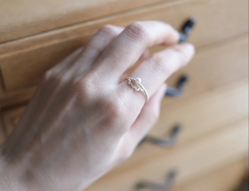 Flower pearl silver ring — 写真7