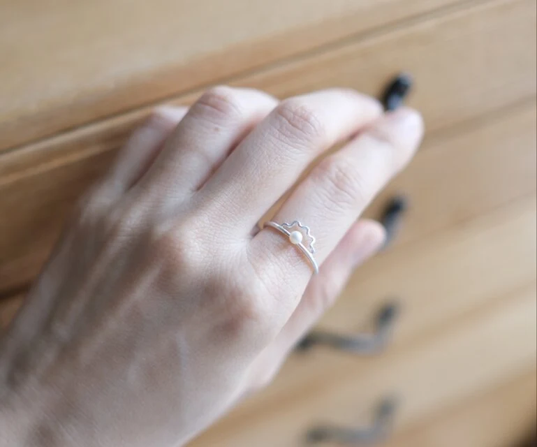 Flower pearl silver ring — 写真8
